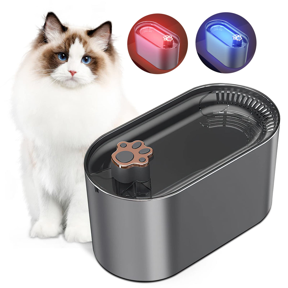 Ultra-Quiet 3L Cat & Dog Water Fountain with LED